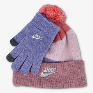 Nike HEATHER BLOCK POM BEANIE SET 