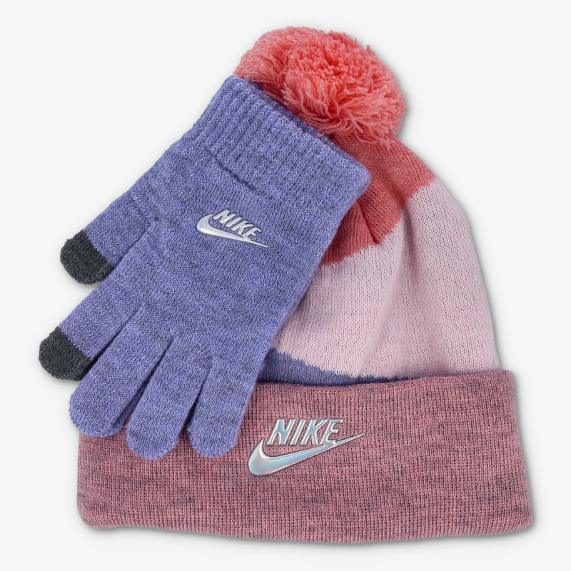 Nike HEATHER BLOCK POM BEANIE SET 