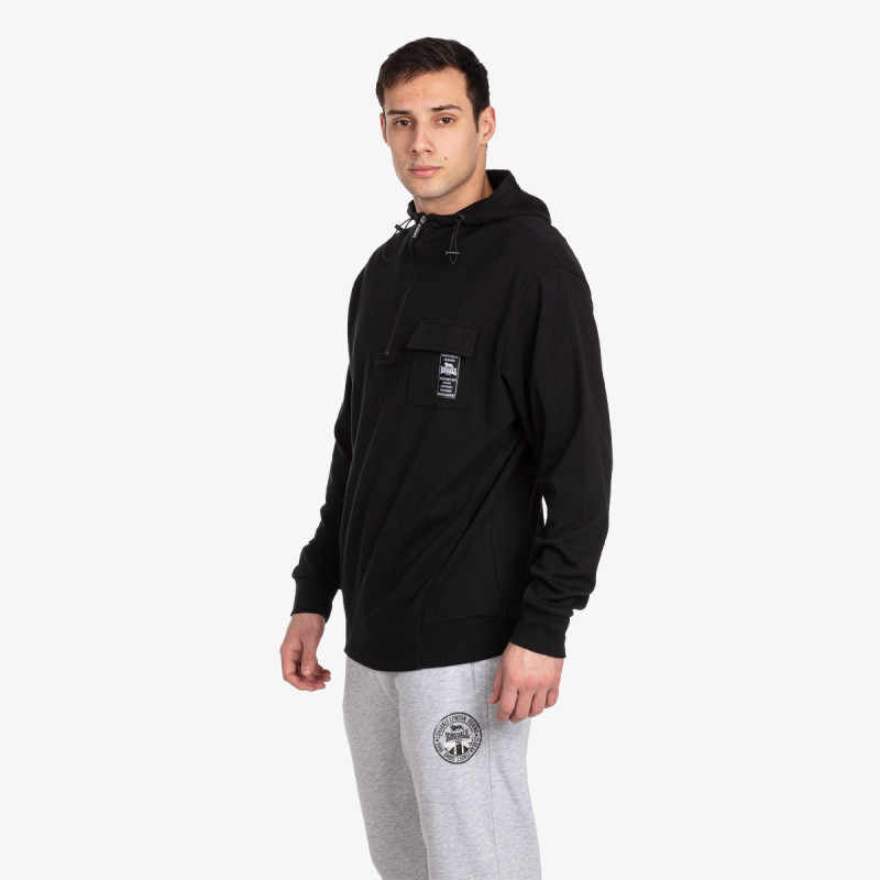 Lonsdale Black Col Half Zip Hoody 